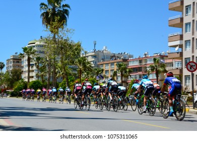 Mersin, Turkey - April 22, 2018: Cycling Race "INTERNATIONAL TOUR OF MERSIN"  "Editorial use only"