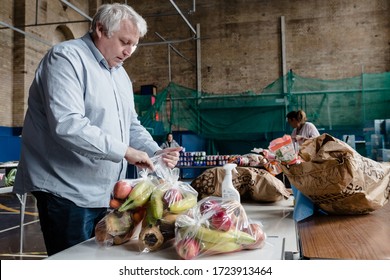 MERTHYR TYDFIL, WALES - 05 MAY 2020: Local Charity, Dowlais Engine House Prepare & Deliver Food Bank Parcels To Vulnerable People Who Are Self Isolating During The Covid19 Lockdown.