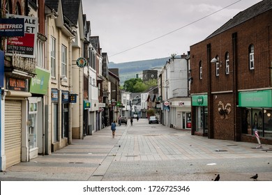 MERTHYR TYDFIL, WALES - 09 MAY 2020: A Very Empty Merthyr High Street On A Saturday Afternoon During The Wales Covid19 Lockdown.