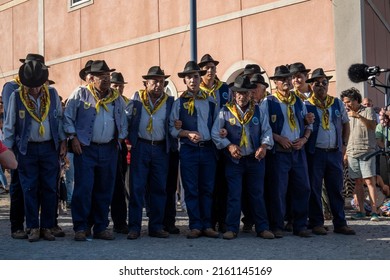 MERTOLA, PORTUGAL - 22nd MAY 2022: Alentejo Portuguese Traditional A Capella Group Of Men Singing On A Festival Located In Mertola, Portugal.