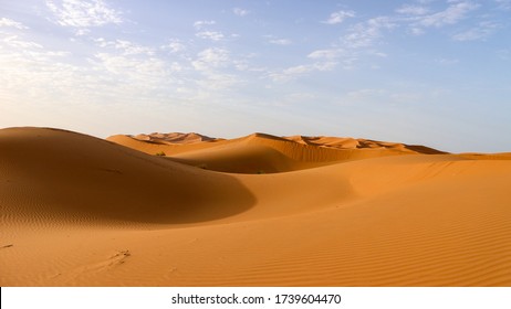 Merzouga In Morroco. Sahara Desert And Beautiful Sceneries.
