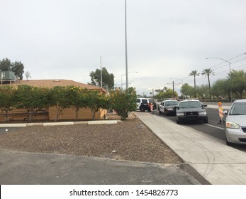 Mesa, Ariz. / US - March 18, 2015: Mesa Police Officers At The Tri City Inn Crime Scene During  A Shooting Spree To Which Alleged White Supremacist Ryan Elliot Jiroux Later Pled Guilty. 2753