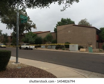 Mesa, Ariz. / US - March 18, 2015: Mesa Police Officers At A Crime Scene During  A Shooting Spree To Which Alleged White Supremacist Ryan Elliot Jiroux Later Pled Guilty. 2791