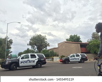 Mesa, Ariz. / US - March 18, 2015: Mesa Police Officers At A Crime Scene During  A Shooting Spree To Which Alleged White Supremacist Ryan Elliot Jiroux Later Pled Guilty. 2768