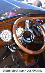 Mesa Arizona 10-30-2021 Dashboard And Steering Wheel Of A 1949 Chevrolet Pickup Truck