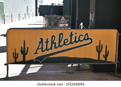 Mesa Arizona 2-21-2021 Sign For The Oakland Athletics At Hohokam Stadium The Spring Training Facility