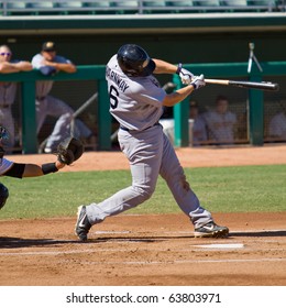 MESA, AZ - OCTOBER 18: Ryan Lavarnway, A Top Prospect For The Boston Red Sox, Hits For The Peoria Javelinas In An Arizona Fall League Game Oct. 18, 2010 At HoHoKam Stadium. Lavarnway Went 1-for-4.