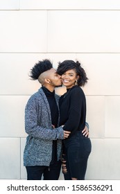 Mesa, AZ USA, December 1, 2019, African American Transgender Couple Smiling And Laughing