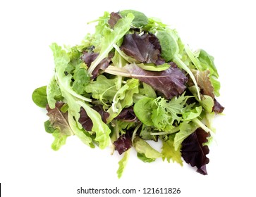 Mesclun Salad In Front Of White Background