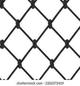 Mesh Of Black Braided Rope, Isolated On White Background