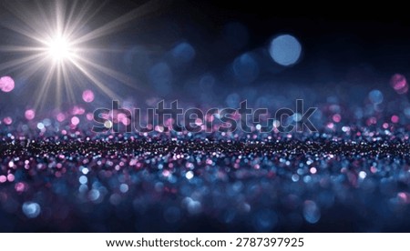 A mesmerizing abstract background featuring sparkling bokeh lights in shades of blue and pink, with a bright starburst effect illuminating the scene.