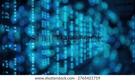 A mesmerizing abstract image featuring a glowing blue digital network grid with soft, out-of-focus bokeh lights, evoking a sense of technology and data flow.