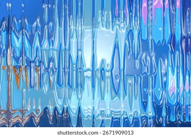 A mesmerizing abstract pattern of vertical lines in varying shades of blue and white with a distorted watery or icy texture