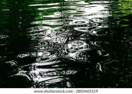 Mesmerizing abstract patterns on reflective water surface with ripples and green hues.