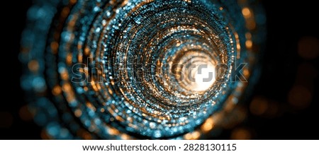 A mesmerizing, abstract view looking into a swirling tunnel filled with vibrant colors and light.