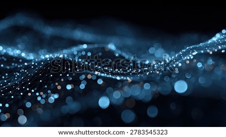 A mesmerizing abstract visualization of glowing blue particles forming a dynamic network, flowing and shimmering in the darkness.