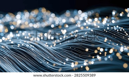 A mesmerizing abstract visualization of interconnected digital pathways, pulsing with luminous particles, representing data flow and connectivity.