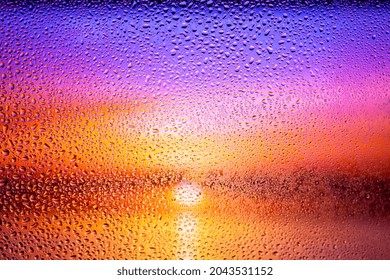 mesmerizing sunset through misted glass