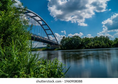 A mesmerizing view of a beautiful Missouri river, a bridge at Leavenworth Kansas