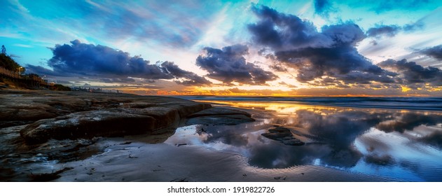 A Mesmerizing View Of Sunrise On The Sunshine Coast, Queensland, Australia, Covid-free Region