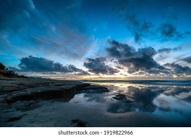 A Mesmerizing View Of Sunrise On The Sunshine Coast, Queensland, Australia,Covid-free Region