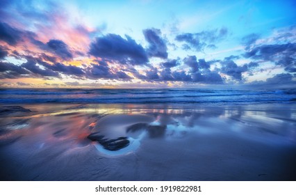 A Mesmerizing View Of Sunrise On The Sunshine Coast, Queensland, Australia, Covid-free Region