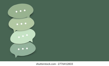 Message bubbles stacked with dots indicating conversation on a solid background