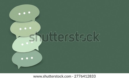 Message bubbles stacked with dots indicating conversation on a solid background