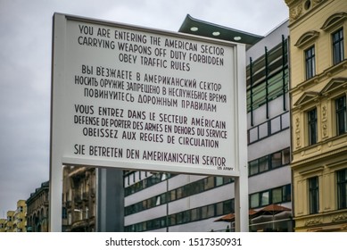 The message at the entrance of Checkpoint Charlie in Berlin