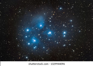 Messier 45 nebula also know as Pleiades taken with dedicated astrophotography camera on the telescope