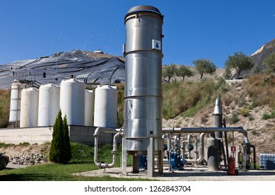 Messina, Sicily, Italy, 11 October 2012, Municipal Landfill. Methane Gas Production Plant