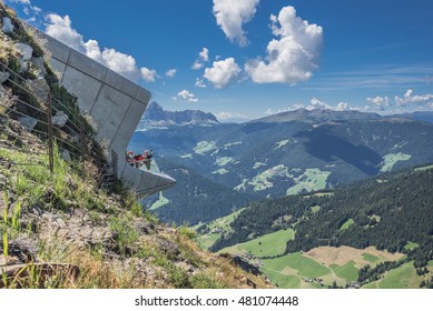 Messner Mountain Museum, Plan De Corones Mountain-August 14, 2016: Modern Structure, Created By Reinhold Messner, Designed By Zaha Hadid,and Dedicated To Mountaineering & Climbing, South Tyrol, Italy 