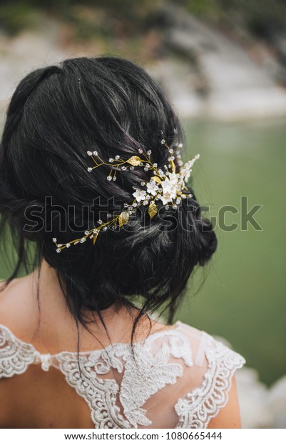 Messy Bridal Updo Hairstyle Elegant Hairpin Stock Image Download Now