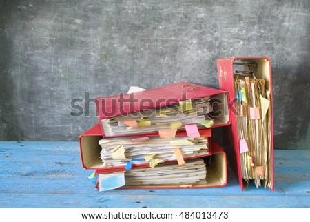 messy file folders and documents, free copy space