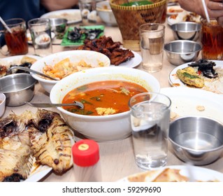 Messy Food On Restaurant Table