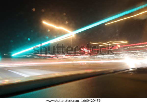 messy long exposure by\
traffic lights