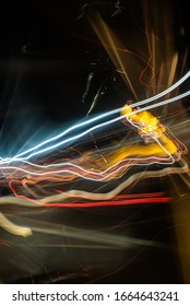 Messy Multi Colored Thin Light Trails Portrait