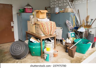 Messy Storage Room, Clutter And Chaos In The Garage