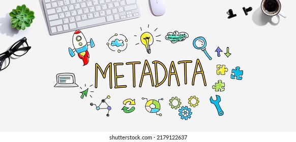 Metadata with a computer keyboard and a mouse - Shutterstock ID 2179122637