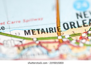 Metairie. Louisiana. USA On A Geography Map