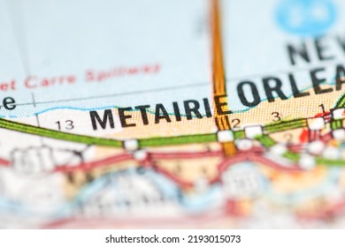 Metairie. Louisiana. USA On A Geography Map