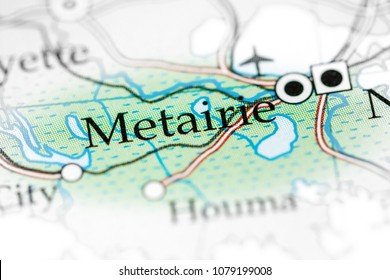 Metairie, Louisiana, USA On A Map. 