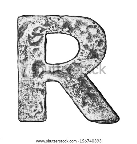 Metal alloy alphabet letter R