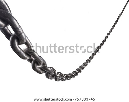 metal alloy steel chains for industrial use, very strong and hard for heavy load, isolated with clipping path