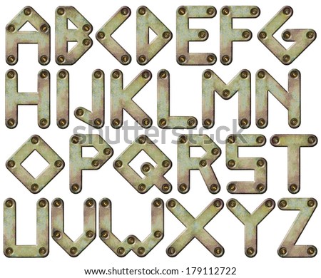 Metal alphabet letters with screw heads