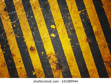 Metal Background With Black And Yellow Hazard Lines