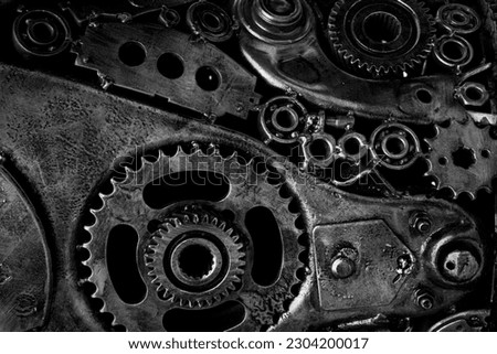 metal background. image old iron, old engine is not inactive.