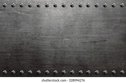 Metal background, riveted metal plate