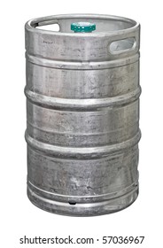 Metal beer keg isolated. Clipping path included