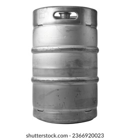 Metal beer keg on a white background isolated. Large container for storing beverages.